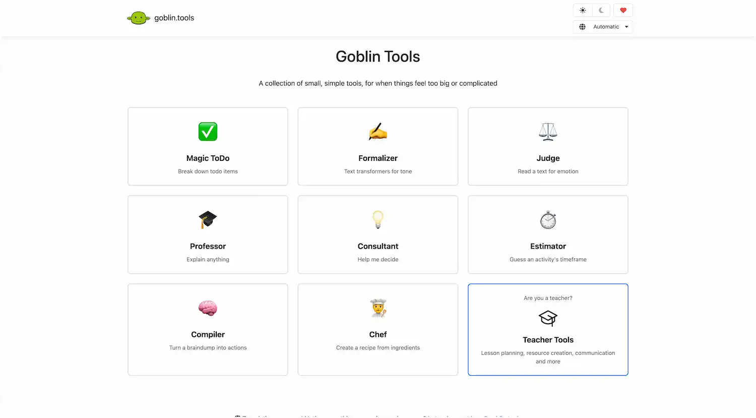 Goblin Tools — Break Down Overwhelming Tasks Instantly